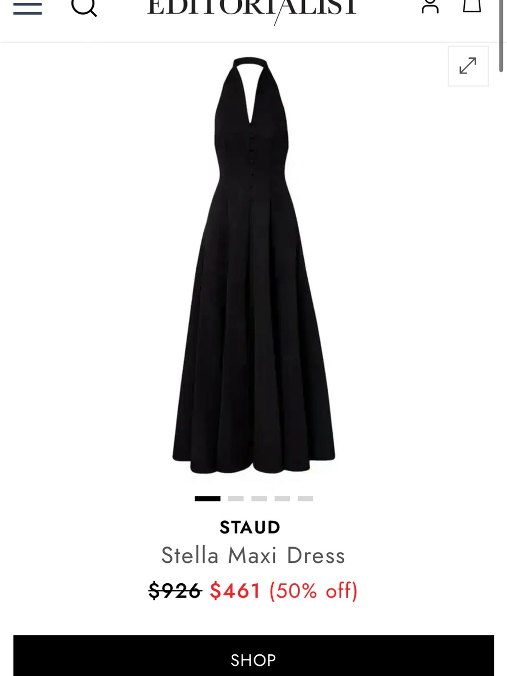 STAUD Black Halter Maxi Dress